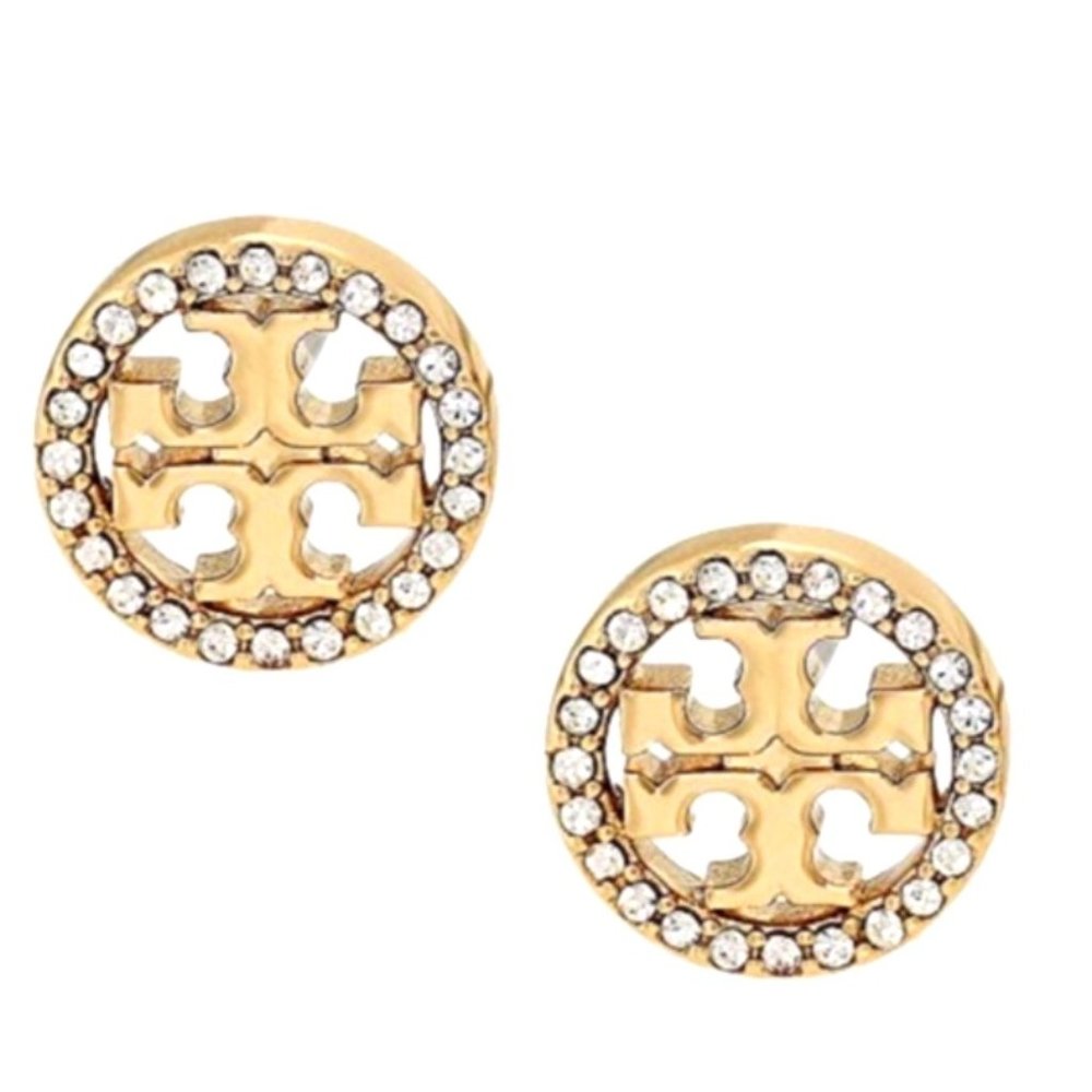 TORY BURCH • Gold Crystal Circle Logo Set